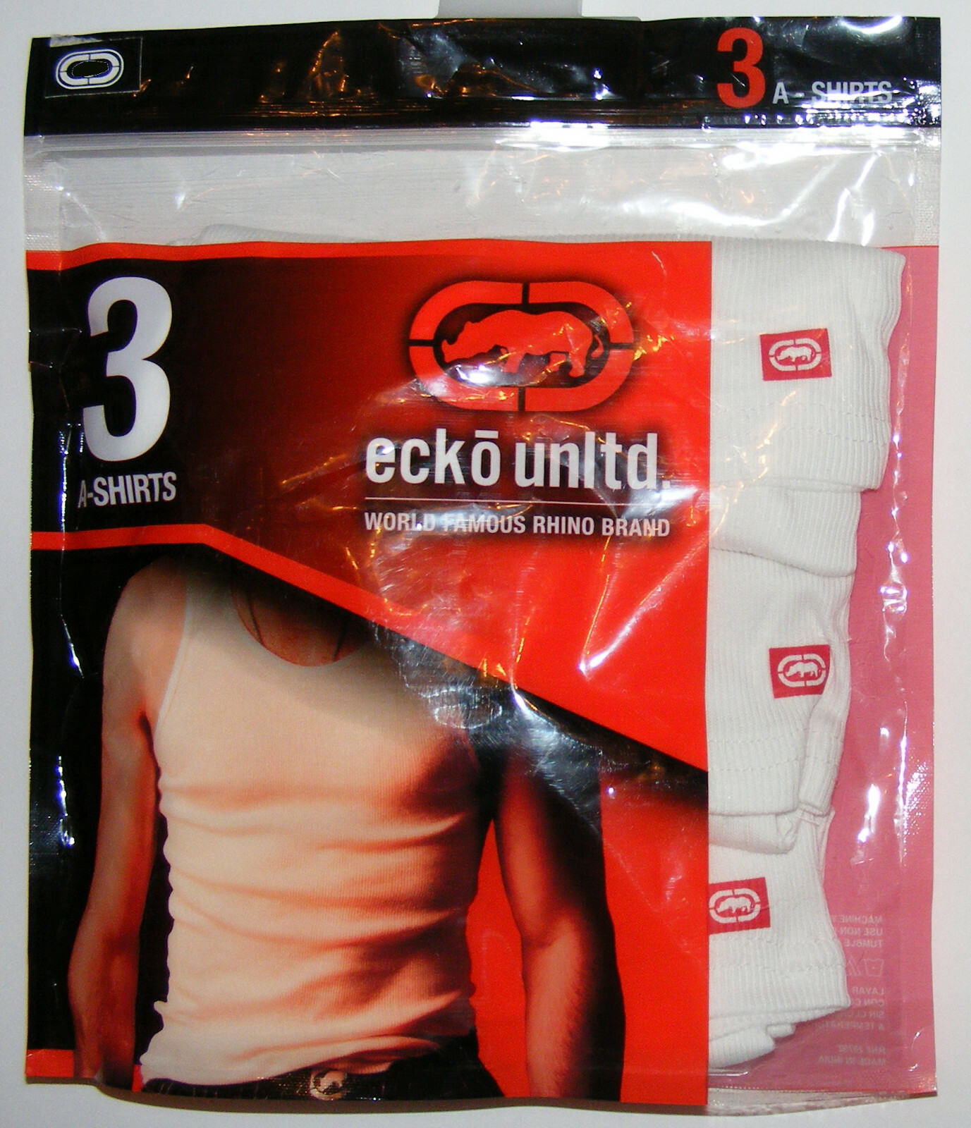 3 Pack Men&rsquo;s A Shirts Size S Cotton Pre-Shrunck Super Soft Ecko Unltd Rhino $30