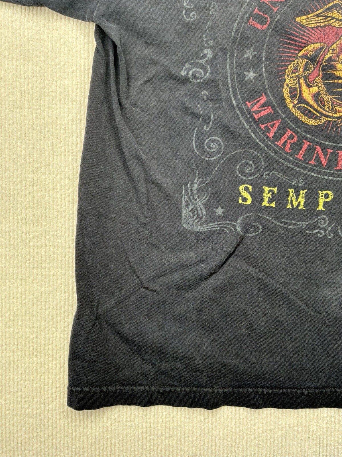 USMC United States Marine Corps Semper Fi Black T Shirt XL Made in America