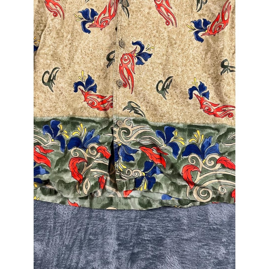 Ying Yang Men&rsquo;s Shirt Large Floral Print Asian Style Cotton Nepal Excellent