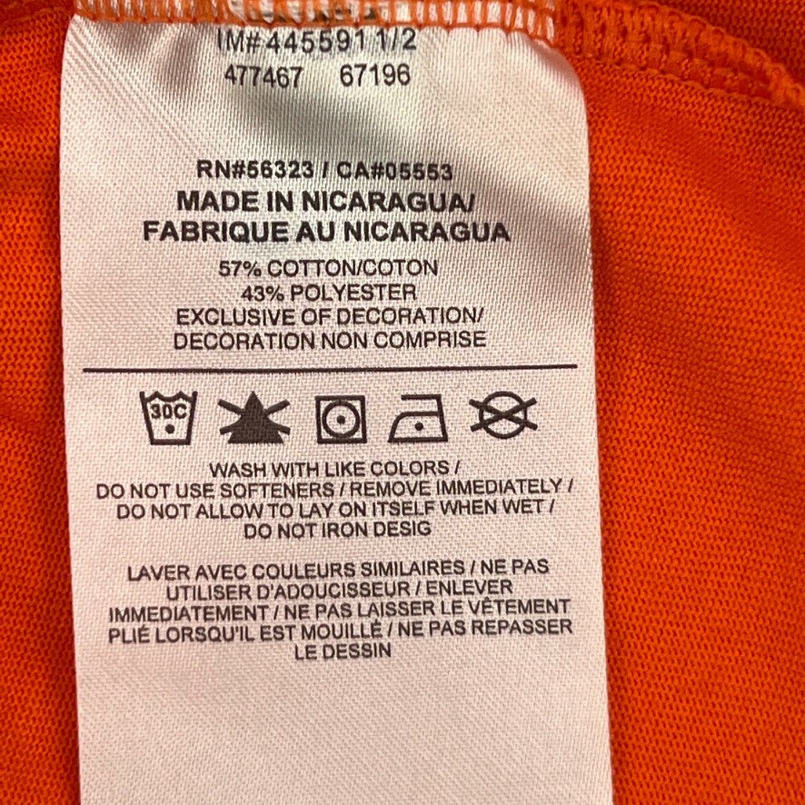 Nike Shirt Men Large Center Swoosh Spell Out Dri Fit Orange Work Party Core Ex
