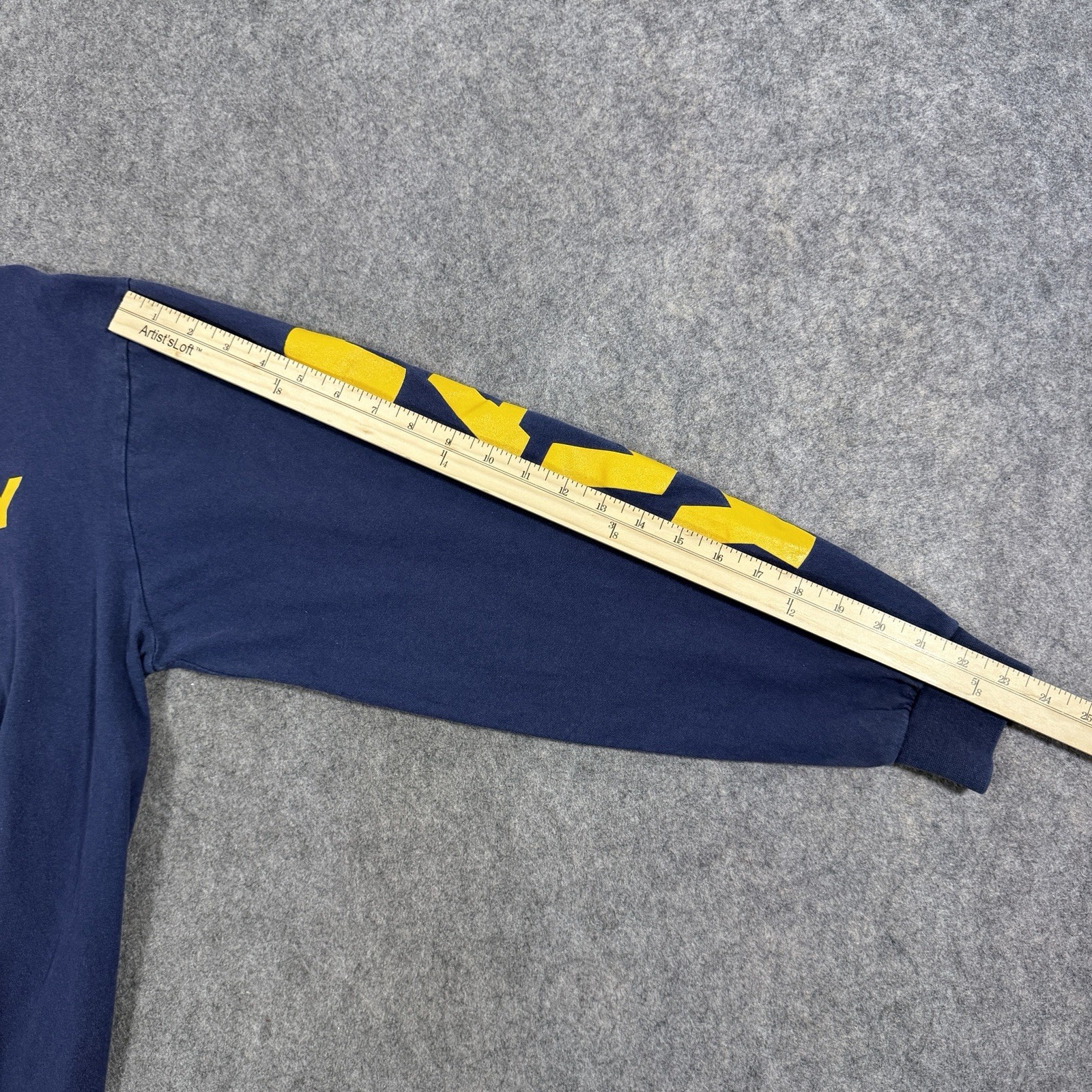 Soffe Vintage Navy Logo Long Sleeve T-Shirt Fits Men&rsquo;s Size Large Blue Yellow