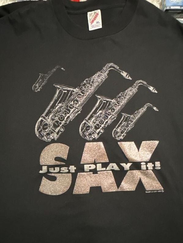 Vintage 1993 Sax Just Play It! Graphic T-Shirt Single Stitch Made in USA
