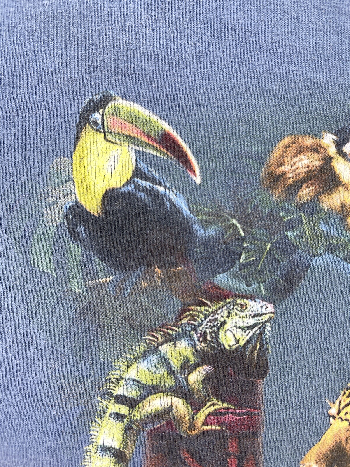 Blue Vintage MOODY GARDENS Galveston TEXAS Gulf Beach Animals Large Shirt