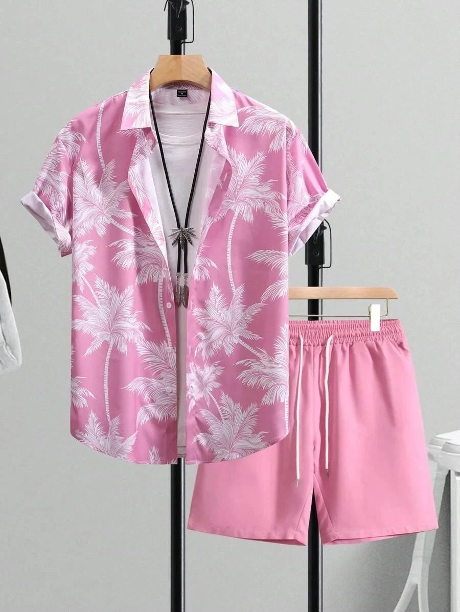 Men Summer Outfit 2-Piece Set Short Sleeve T-Shirt and Shorts Sweatsuit Set