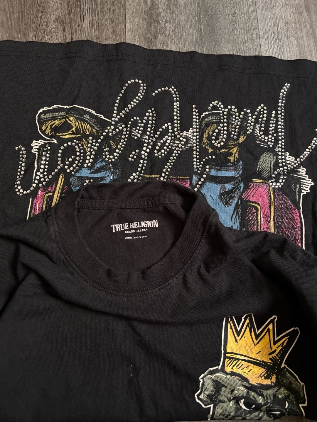 True Religion Rhinestone Dog Throne Heavyweight Oversized Tee