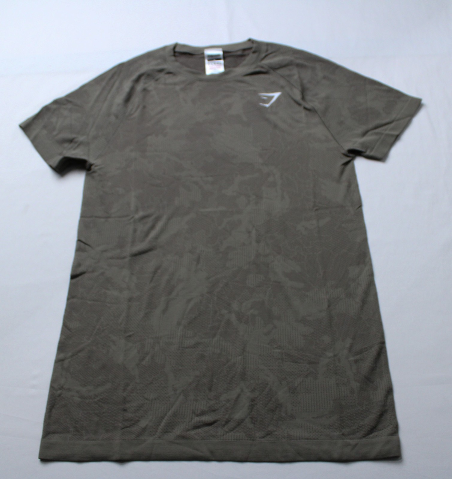 Gymshark Men&rsquo;s Slim Fit Geo Seamless T-Shirt NN7 Small Lenin Camo Brown NWT