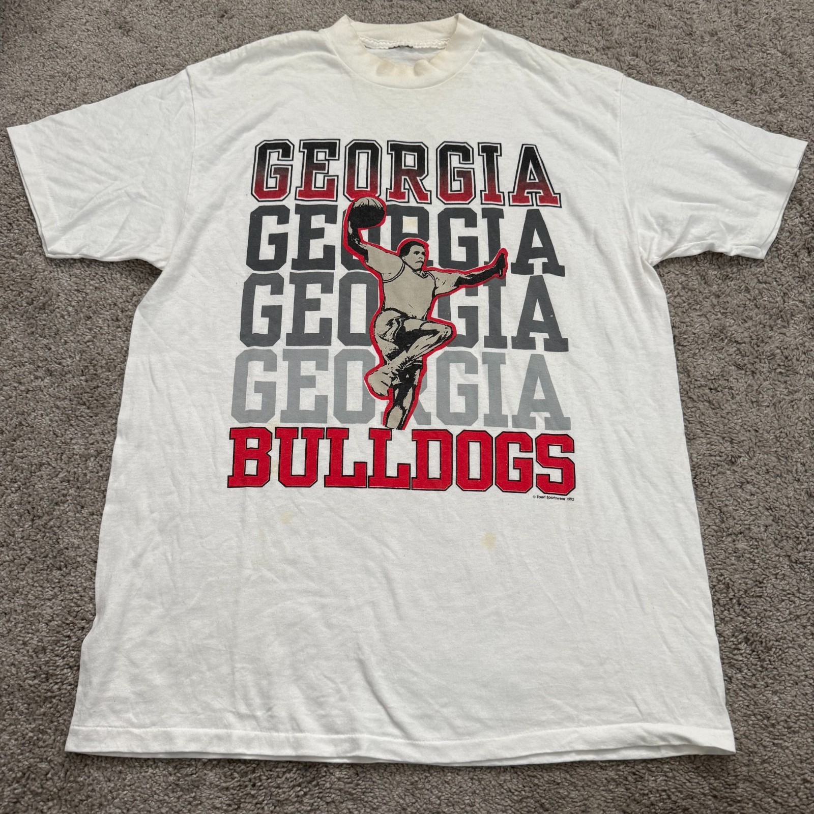 Vintage 90s Georgia Bulldogs College Basketball T-Shirt – Size L White NCAA