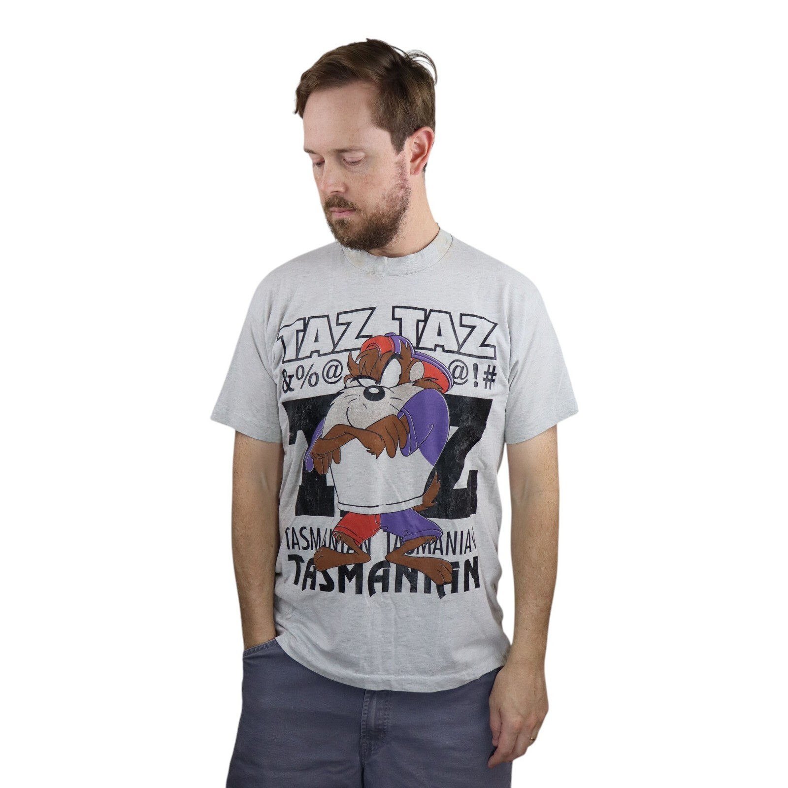 Vtg 90s Taz Shirt Looney Tunes Tasmanian Devil USA Made Large Single Stitch Tee