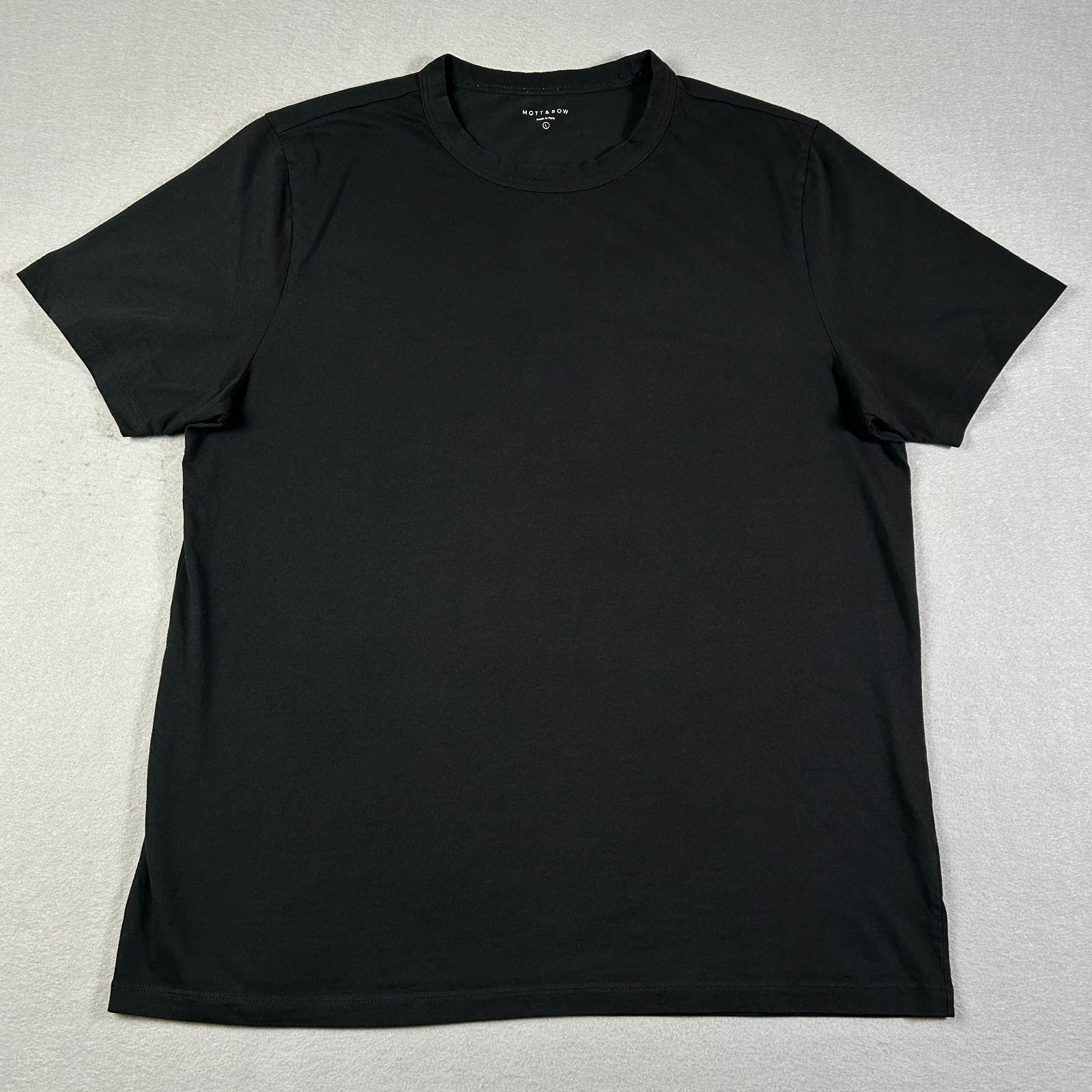Mott & Bow The Driggs Men&rsquo;s Large T-Shirt Black Crew Neck 100% Combed Cotton Tee