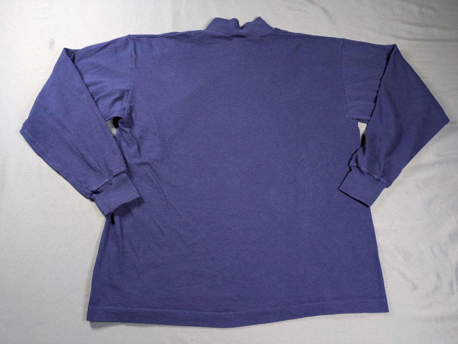 Vintage CCM Shirt Mens Large Blue Mock Neck Long Sleeve Hockey Made USA Cotton