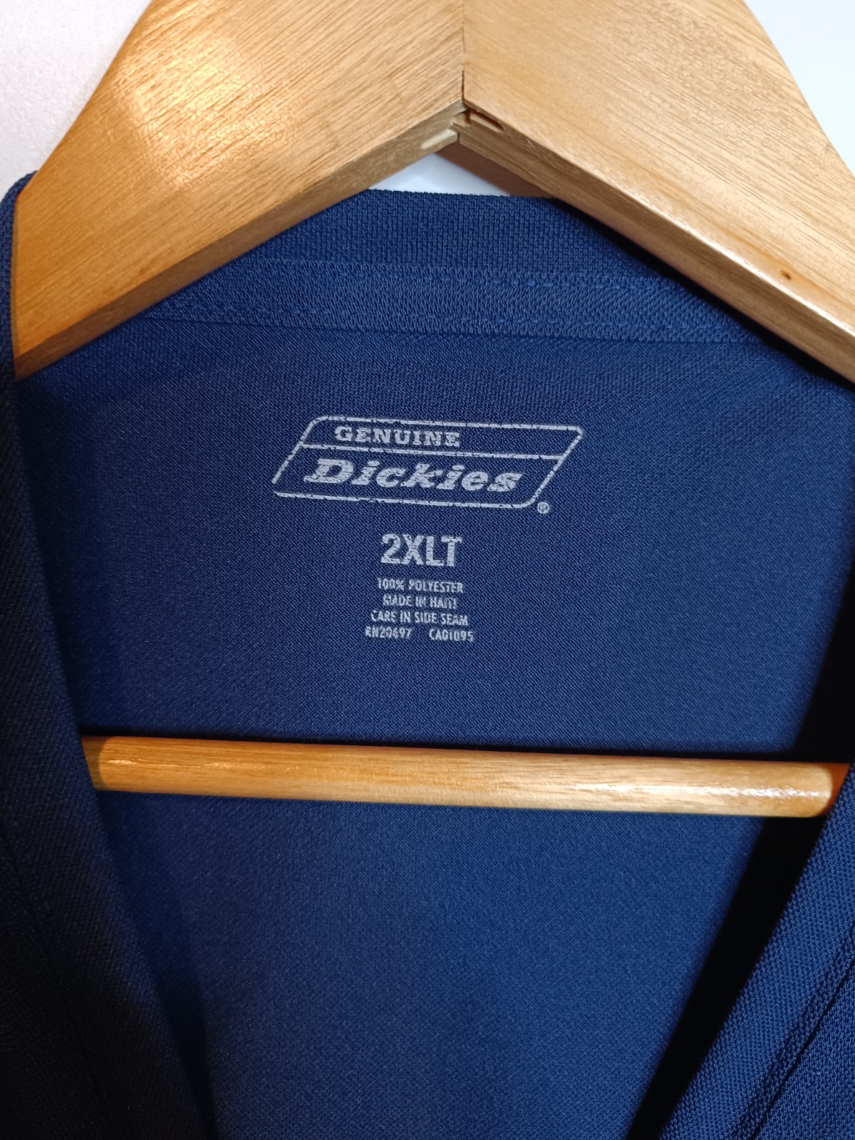Genuine Dickies Mens 2XL Blue Crew Neck Shirt Front Pocket Workwear Utility Dad