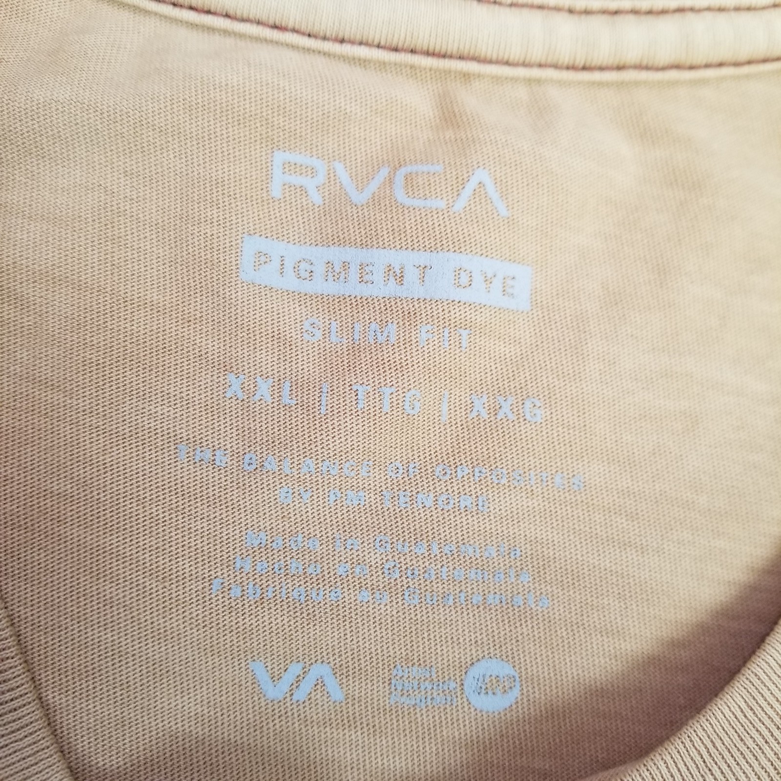 RVCA VA Tan Long Sleeve Chest Pocket Pigment Dye Pullover T-Shirt Men&rsquo;s Size XXL