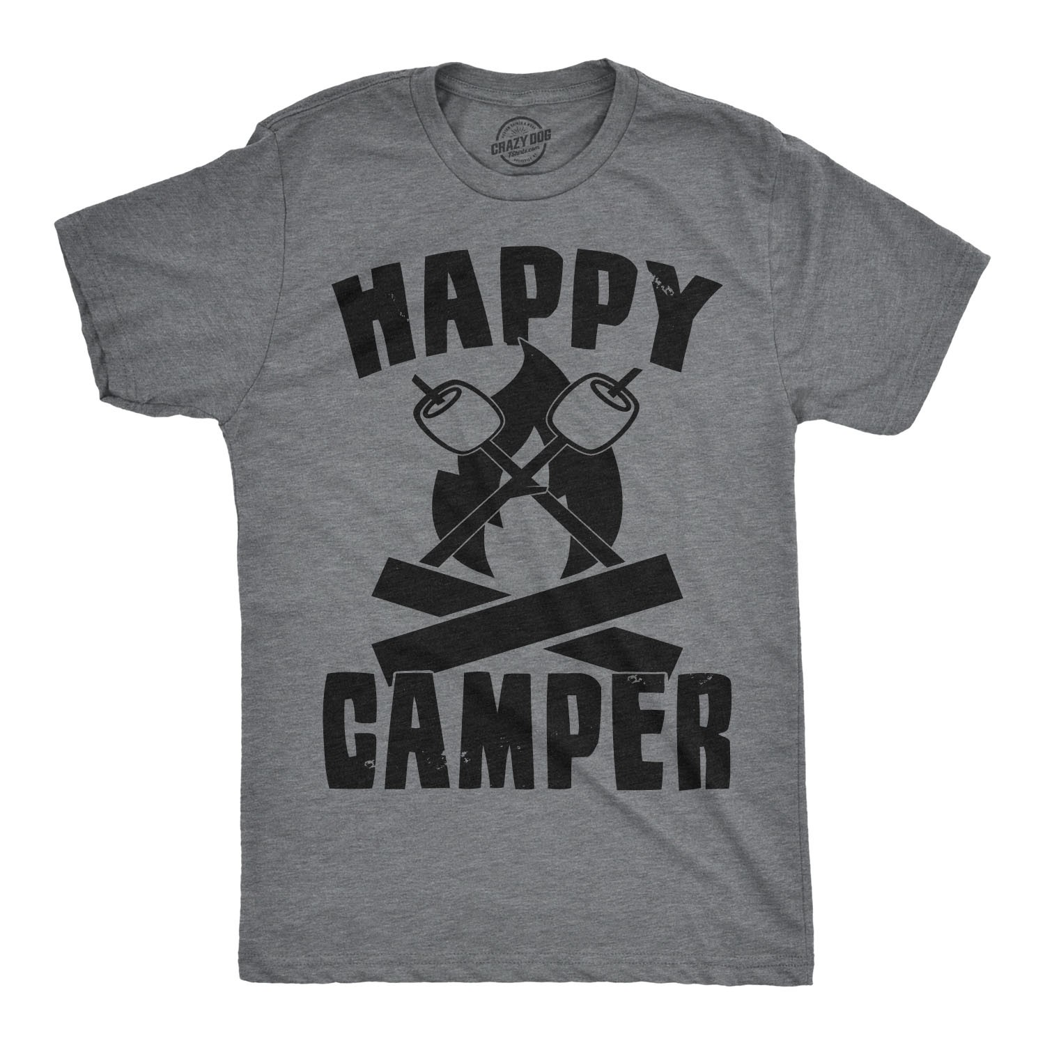 Mens Happy Camper Shirt Funny Camping Cool Hiking Graphic Vintage Tee 80s Saying