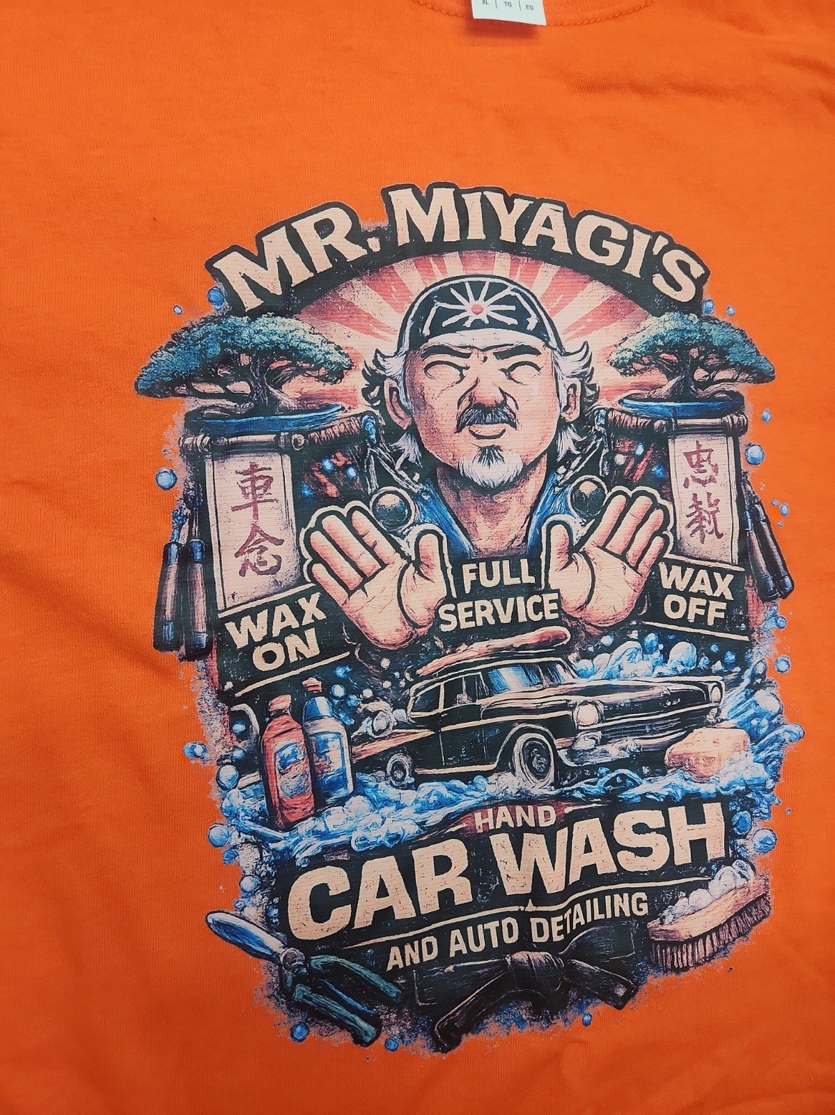 Mr Miyagi Hand Car wash Karate Kid Custom T-shirt Adult Men Funny Tee Full Color
