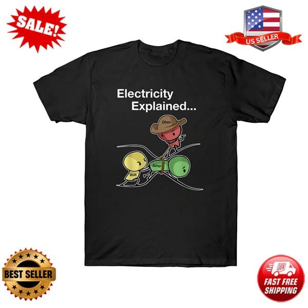Ohm Volt Amp Electricity Explained Funny Electrician Nerd T-Shirt