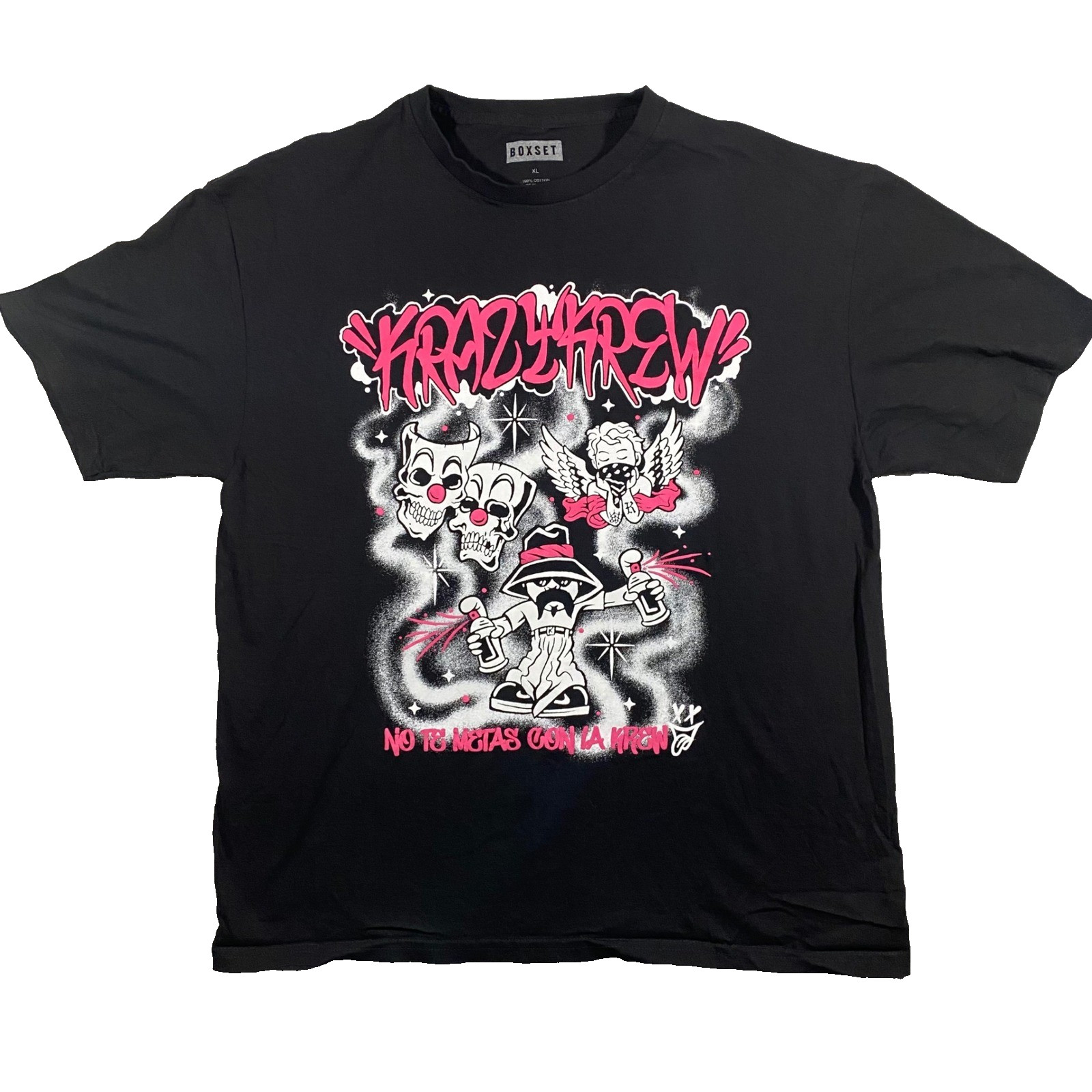 Boxset Krazy Krew T-Shirt Mens XL Black Pink Chicano Graphic Tee