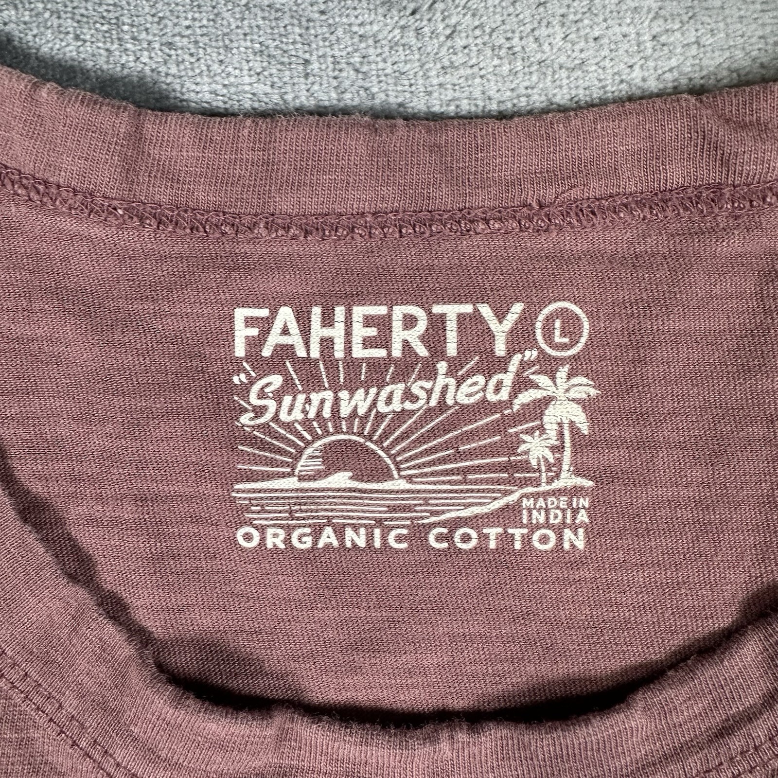 Faherty Sunwashed T Shirt Mens L Pink Short Sleeve Organic Cotton Outdoor