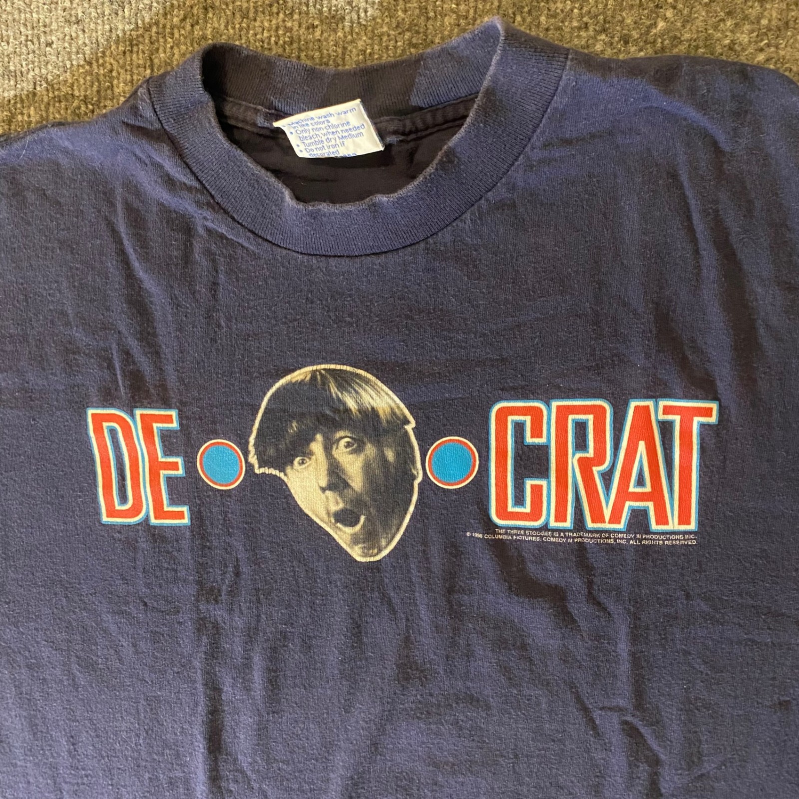 AllSport Shirt Mens XL Navy 1996 The Three Stooges DEMOCRAT Graphic Cotton Tee