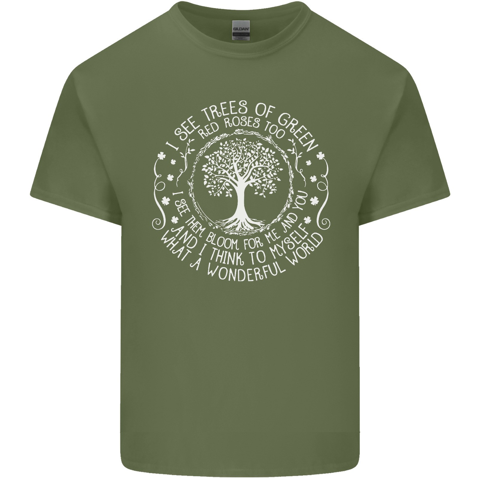Trees What a Wonderful World Environment Mens Light Cotton T-Shirt
