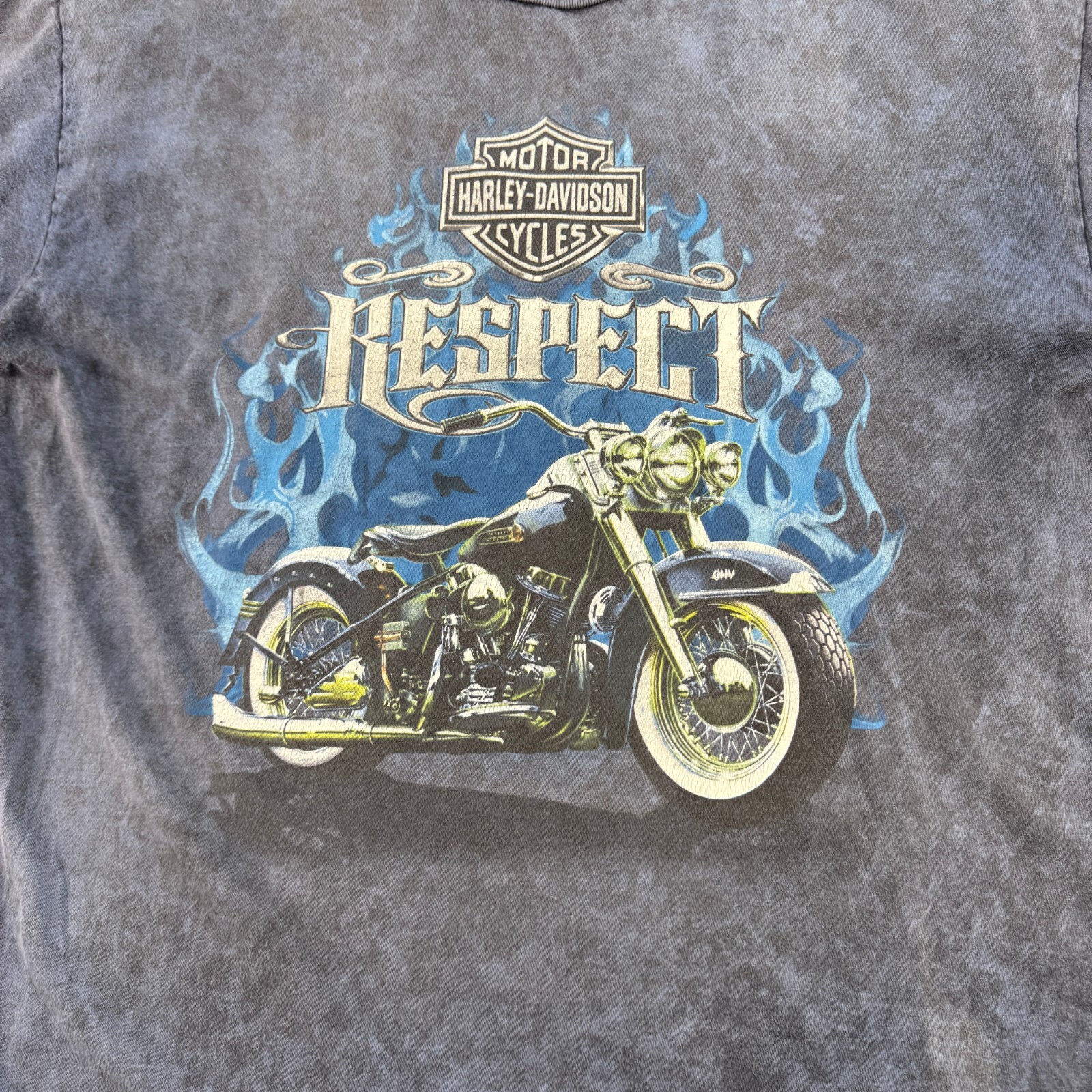 Harley Davidson Shirt Mens Large Blue Respect Gulf Coast Florida Motorcycles