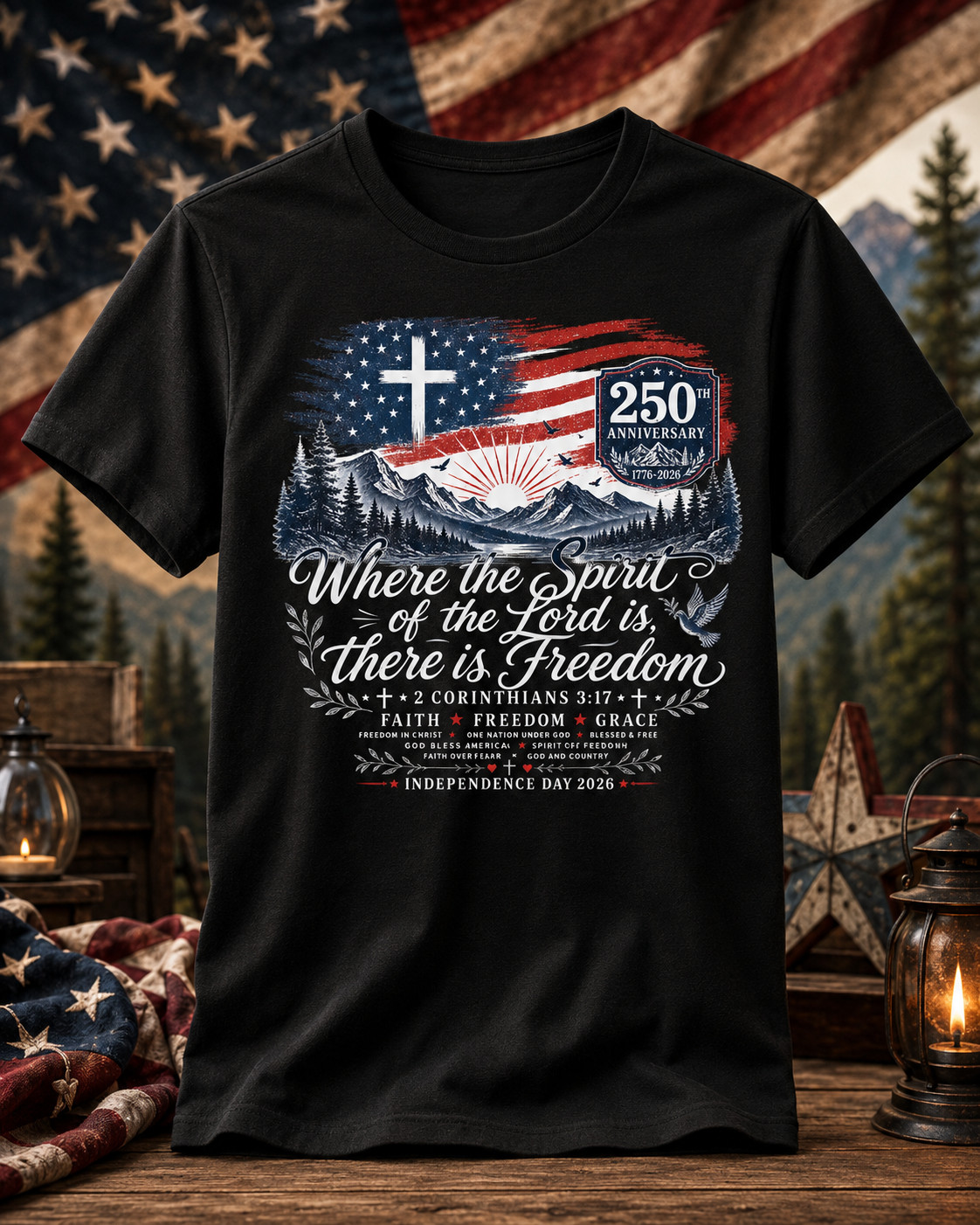 Where the Spirit of the Lord Is Freedom 2 Corinthians 3:17 USA T-Shirt