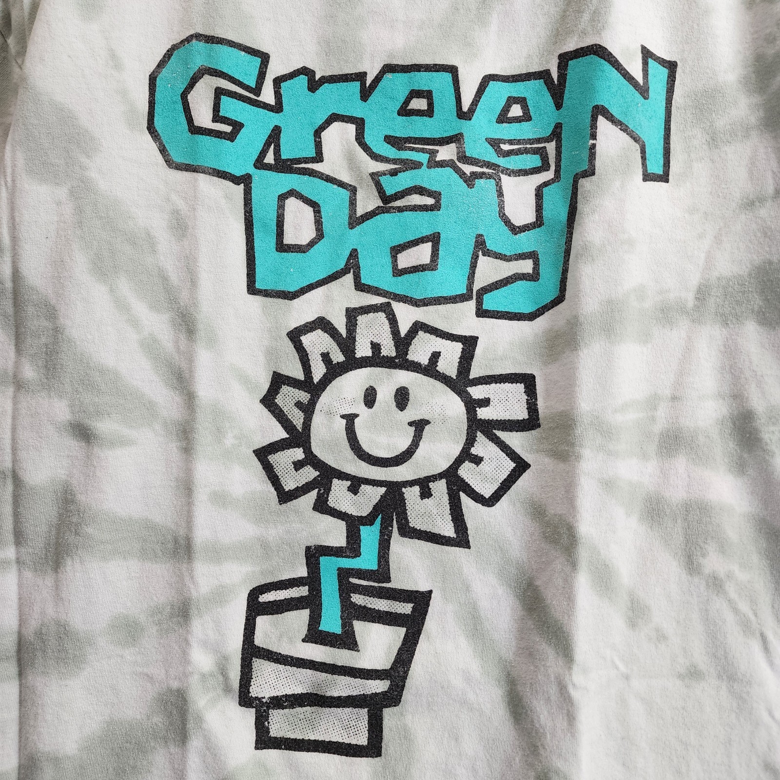 GREEN DAY Shirt Adult Medium White Gray KERPLUNK Graphic Print Tie Dye Punk Band
