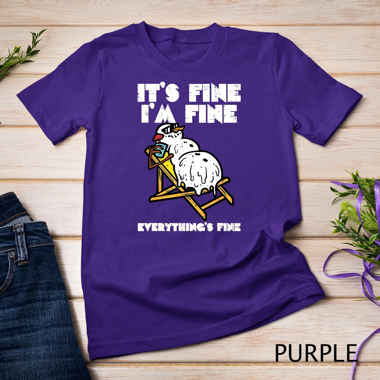 Christmas In July Snowman Melting Fine Funny Men Women Kids Unisex T-shirt
