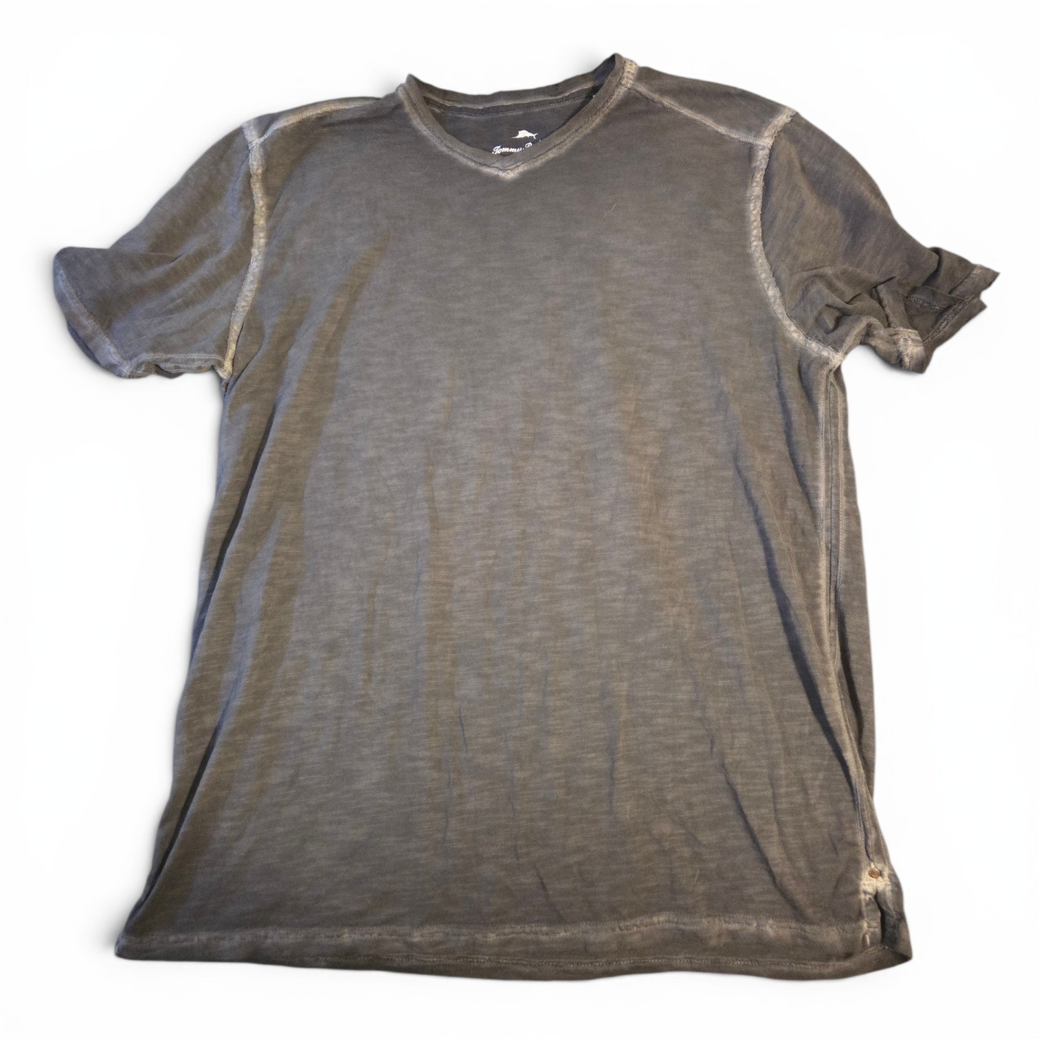 Tommy Bahama Men&rsquo;s Grey V-Neck Shirt 100% Pima Cotton Vintage Wash Size L