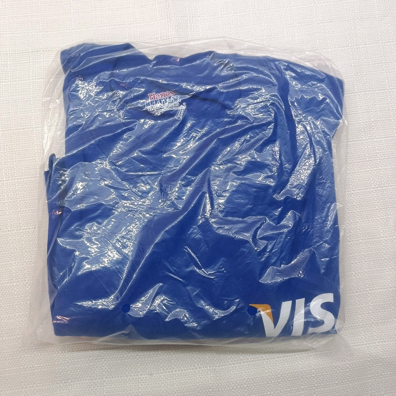 Visa Logo Blue Hanes Beefy-T Size XL (46/48) T-shirt New In Plastic