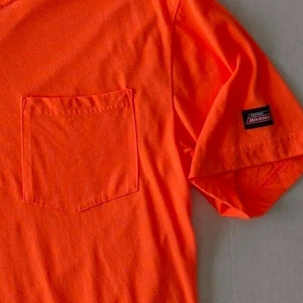 DICKIES Genuine Pocket T-Shirt Orange S/S Men&rsquo;s Size Medium EUC