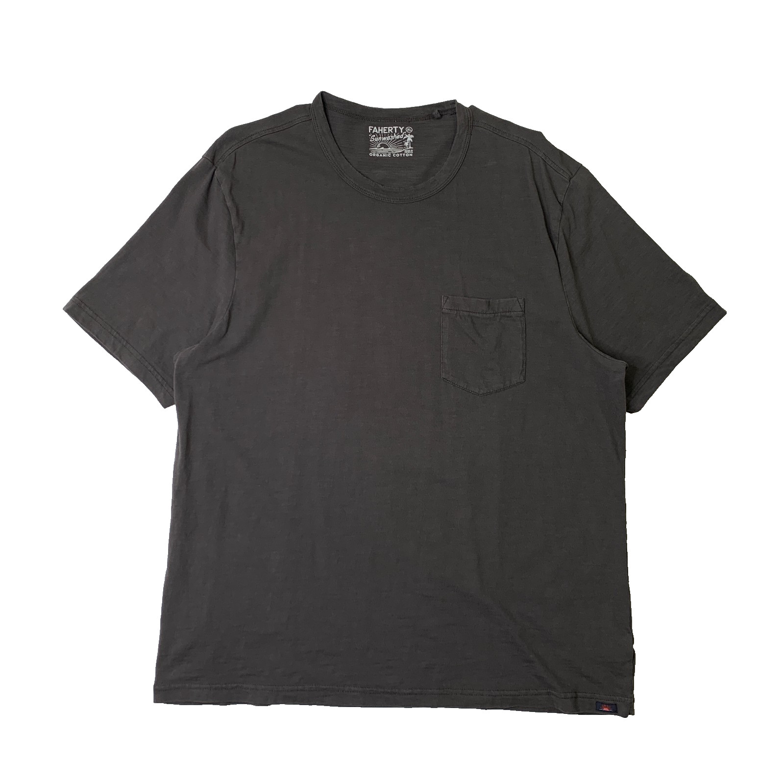 Faherty T Shirt Men XL Grizzly Sunwashed Organic Cotton Slub Short Sleeve Pocket