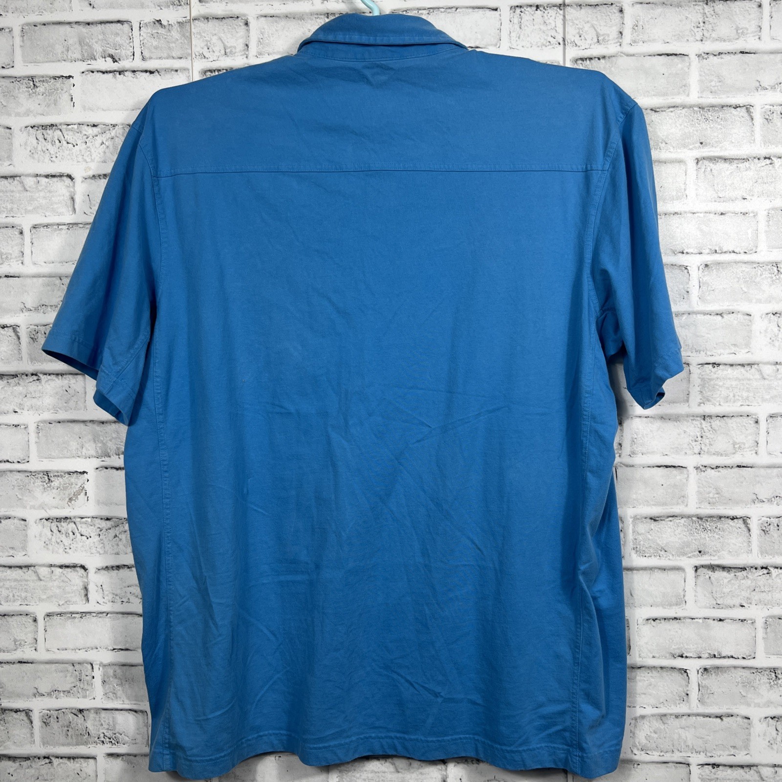 Duluth Shirt Mens XL Longtail Short Sleeve Polo Blue Workwear Casual