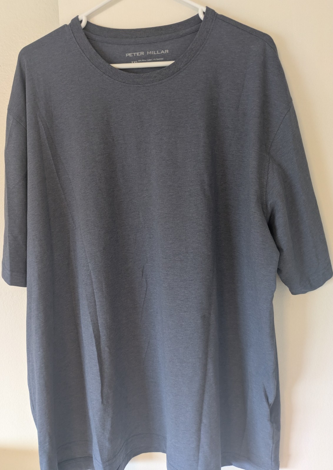 Peter Millar Men’s Blue Solid Crew Neck Short Sleeve Knit T-Shirt, 3XL B&T