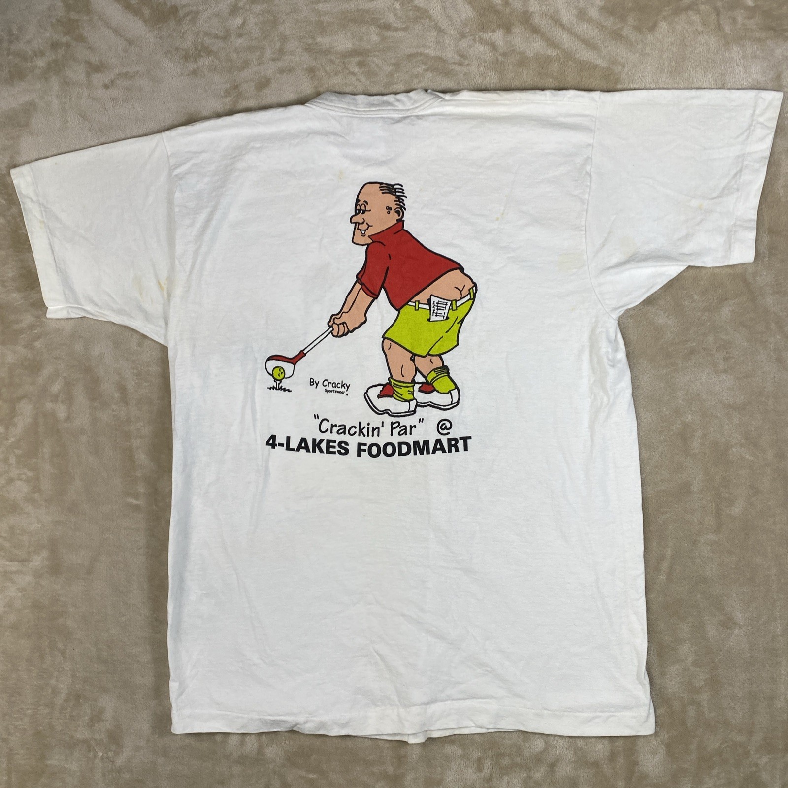 Vintage 90’s Single Stitch Funny Graphic Golf Shirt USA Made Size XL Cracky