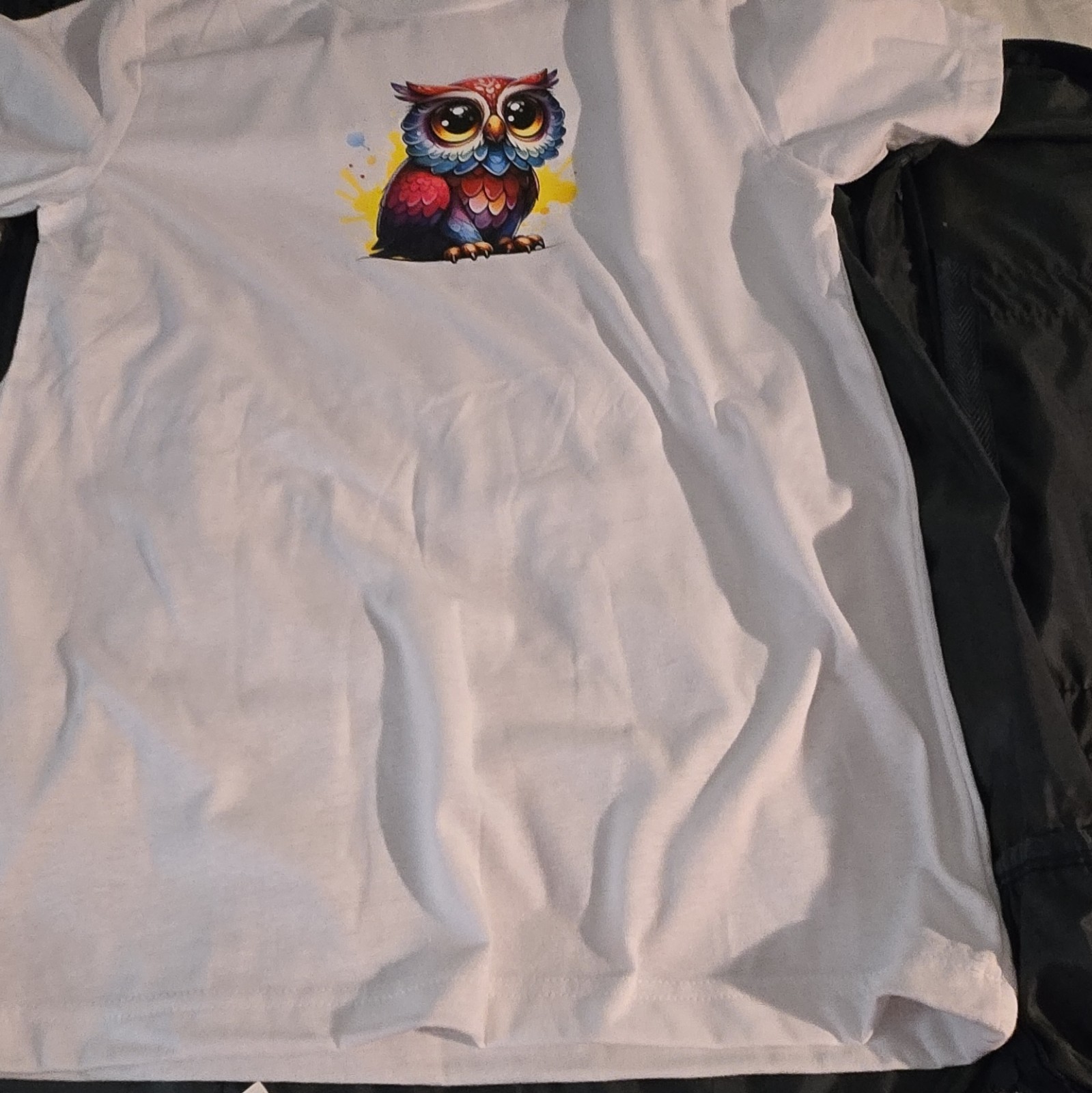 Bella + Canvas Men&rsquo;s S White Crew Neck Short Sleeve Cotton Owl Graphic T-Shirt