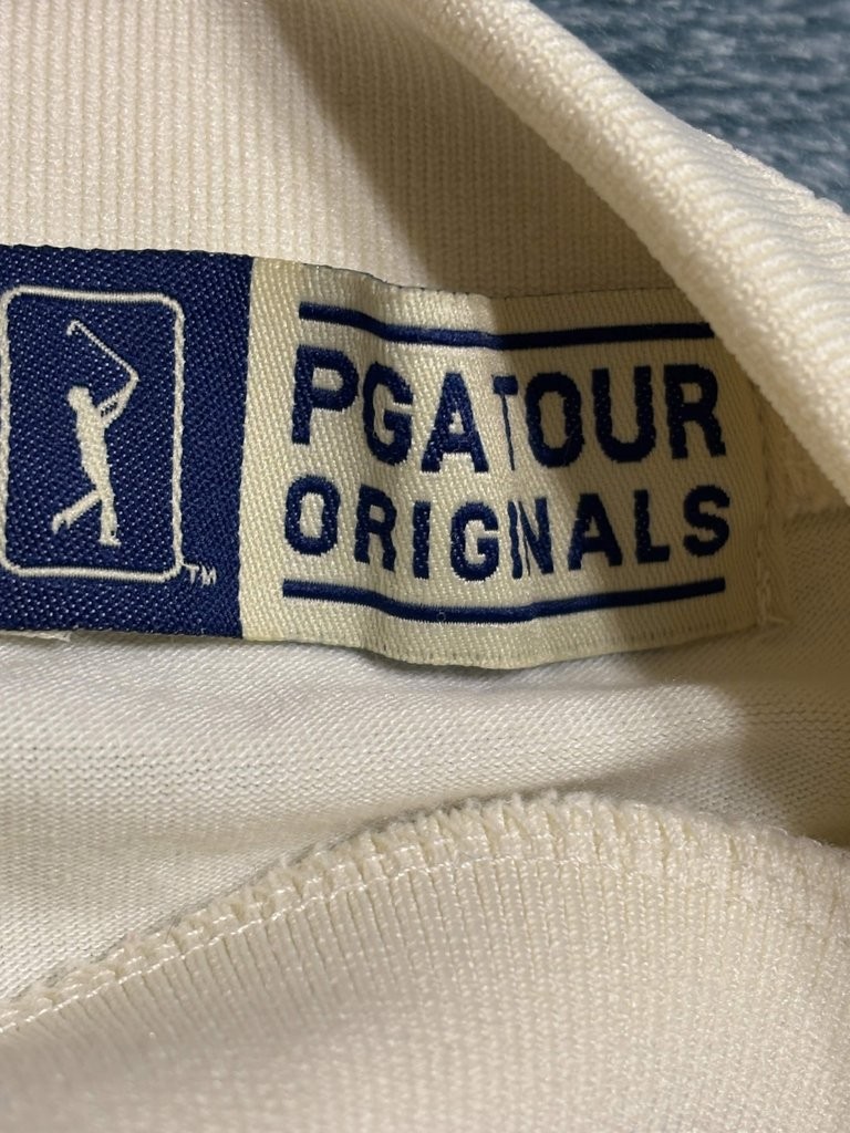 PGA Tour Originals Mock Neck Shirt Men&rsquo;s Size M Cream Off-White Golf Tee