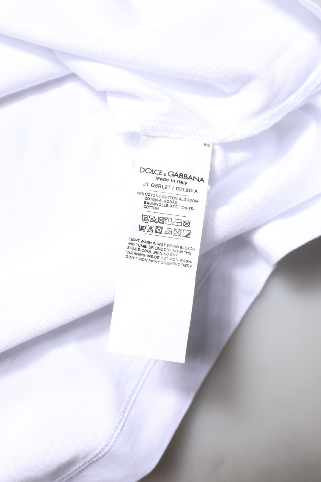 DOLCE & GABBANA T-shirt White Cotton Logo Patch Crew Neck IT52/US42/XL 640usd