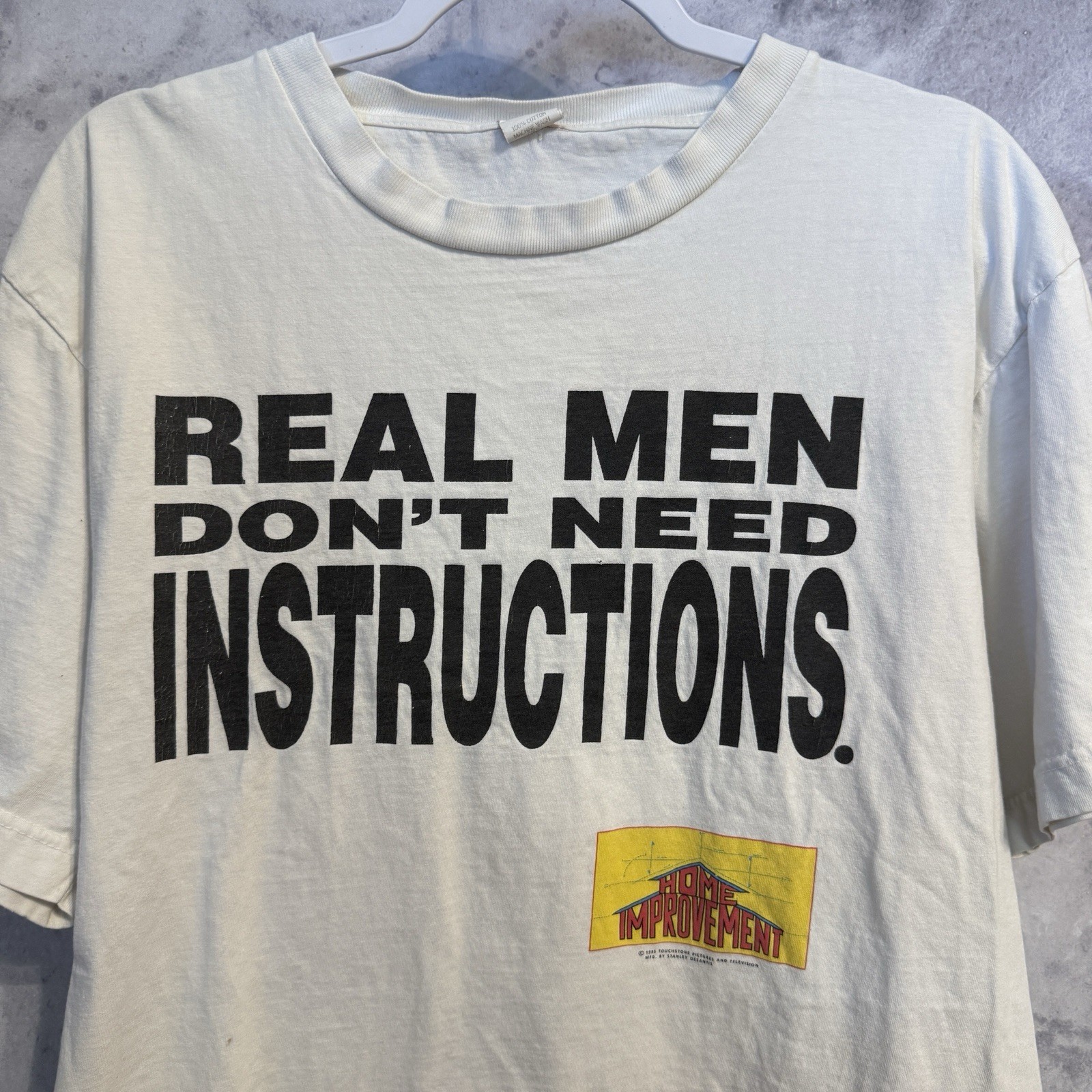 VTG Home Improvement Shirt Mens Large L Real Men Dont Need Instructions 90s