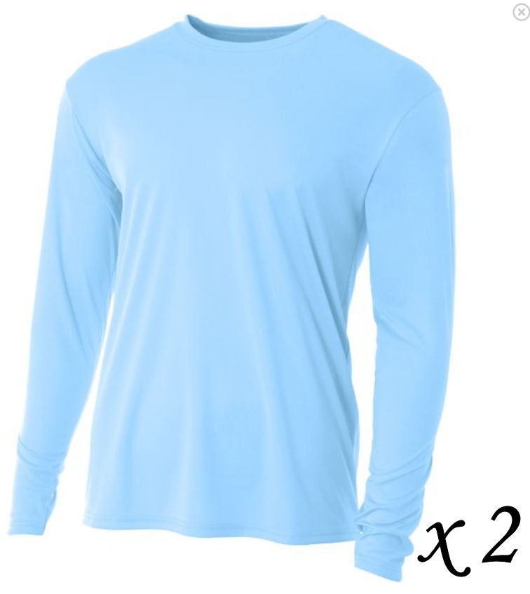 2 – A4 Apparel N3165 UPF Unisex Polyester Performance Long Sleeve – Sky Blue – L