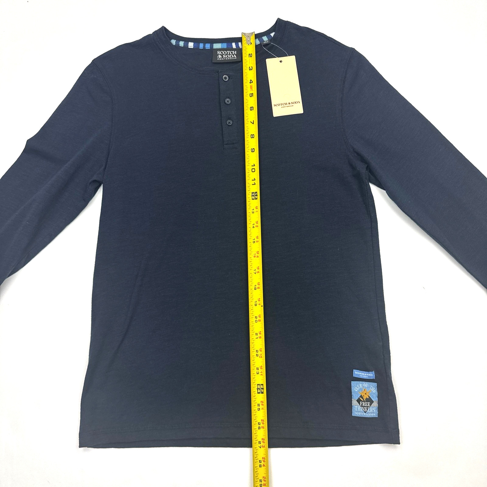 Scotch & Soda Shirt Mens Small Blue Long Sleeve Henley Free Thinkers Organic Tee