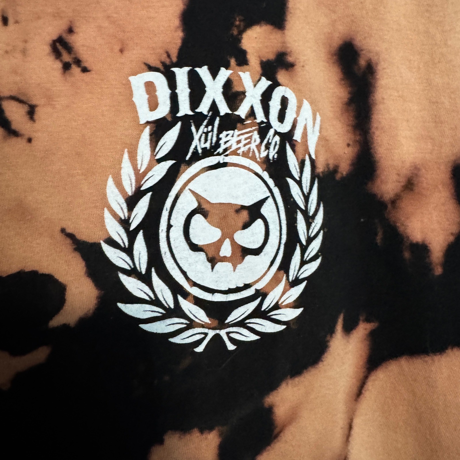 Dixxon Xul Beer Co Shirt Mens XL Beige Black Bleach Tie Dye Graphic Tee Sample