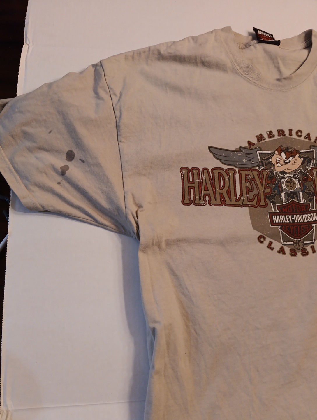 2000 Y2K Harley-Davidson T-Shirt Size XL (2 Stains) Looney Tunes Taz Yosemite TX