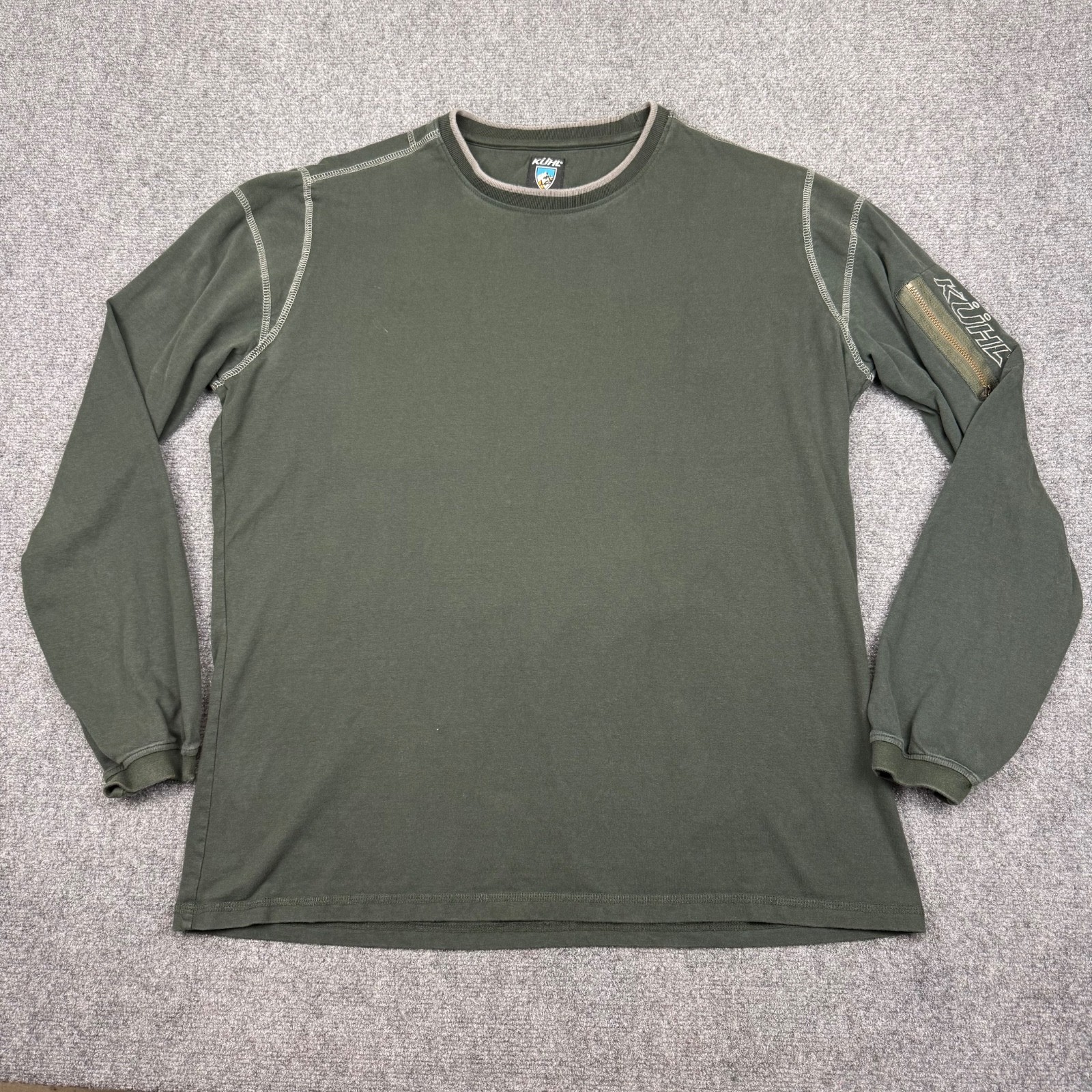 Kuhl Kommando Long Sleeve Shirt Mens XL Green Organic Cotton Hiking Outdoors
