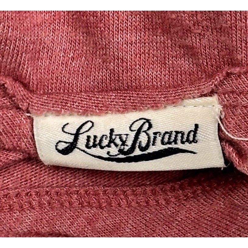 Lucky Brand Mens Short Sleeve Henley T-Shirt Faded Red Heathered Size L 80318