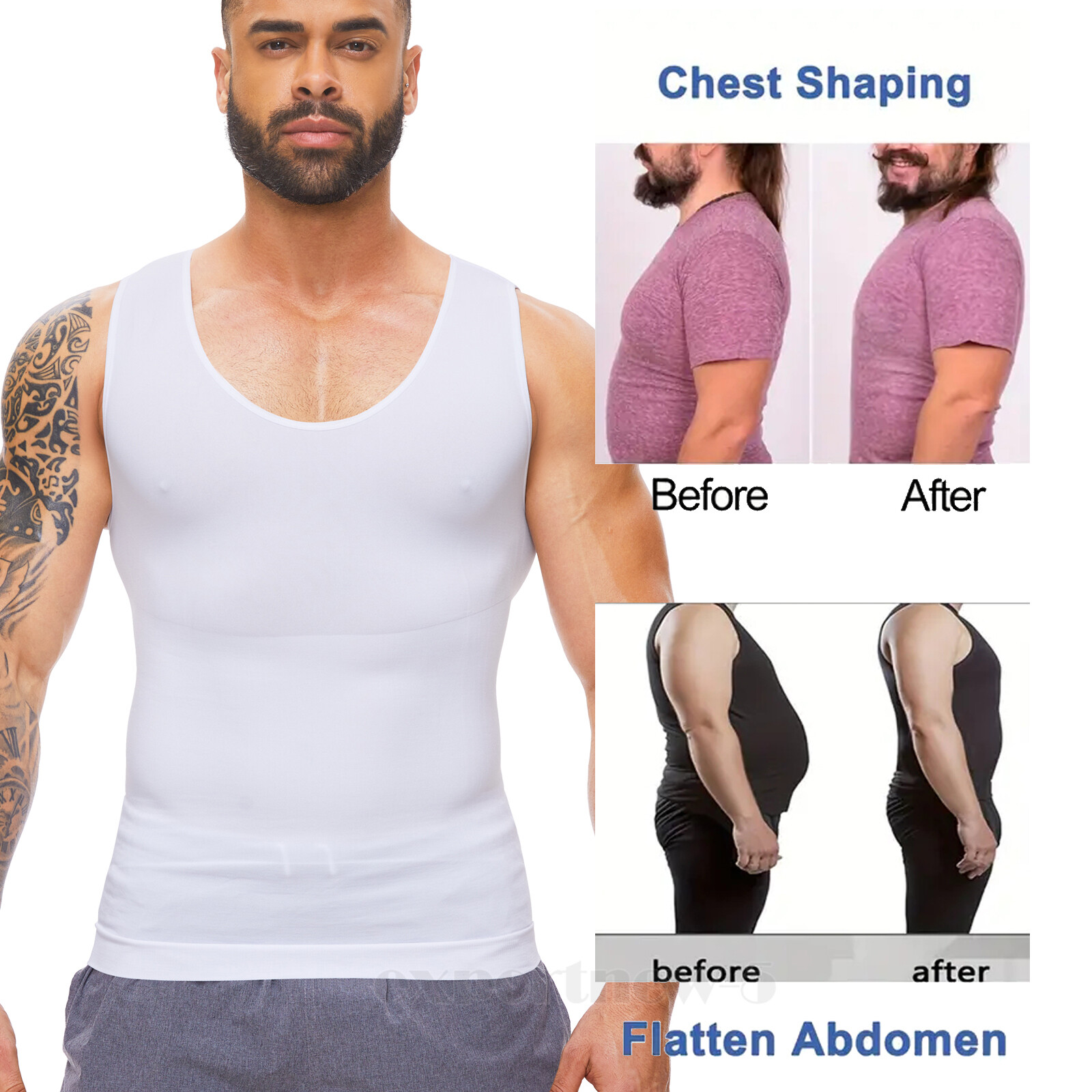 Men&rsquo;s Body Shaper Gynecomastia Compression Ionic Shaping Shirt Slimming Tank Top