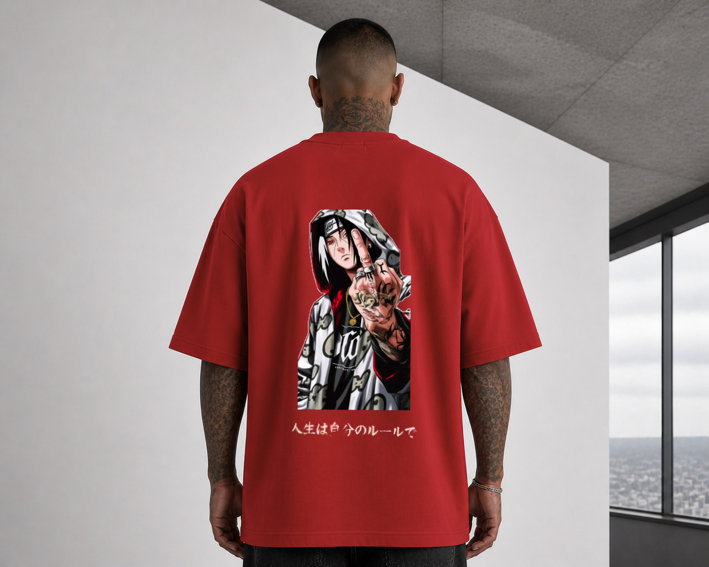 Japanese Anime Men&rsquo;s Oversized T-Shirt Y2K Harajuku Graphic Print Streetwear Tee