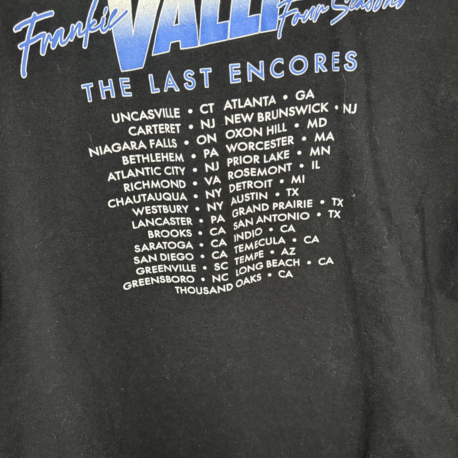 The Last Encores Tour Frankie Valli & The Four Seasons T Shirt Full Size XL