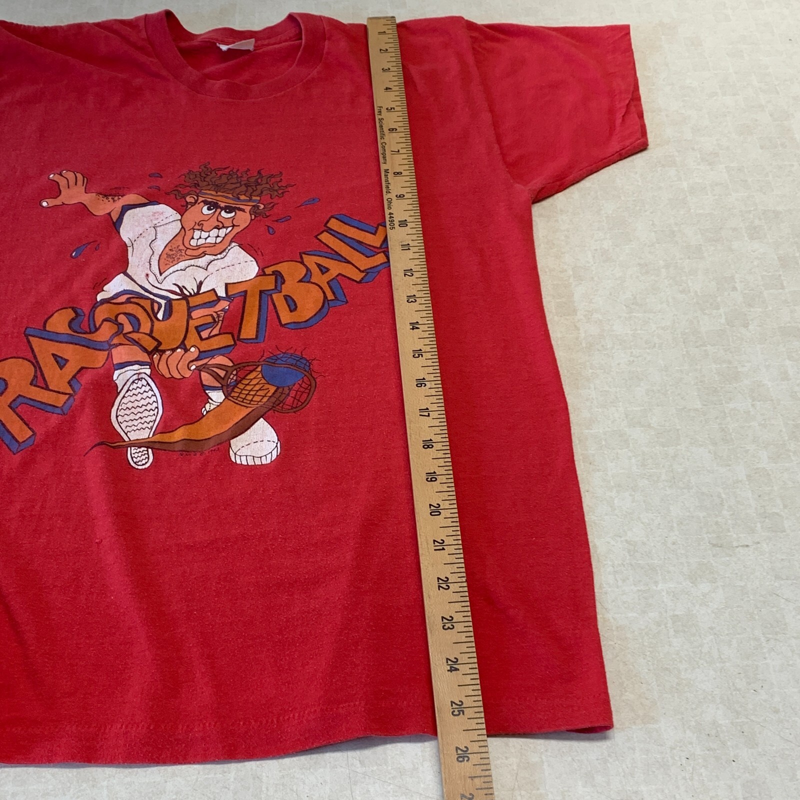 Vintage 1980&rsquo;s 50 50 Racquetball Player Print T Shirt Made USA