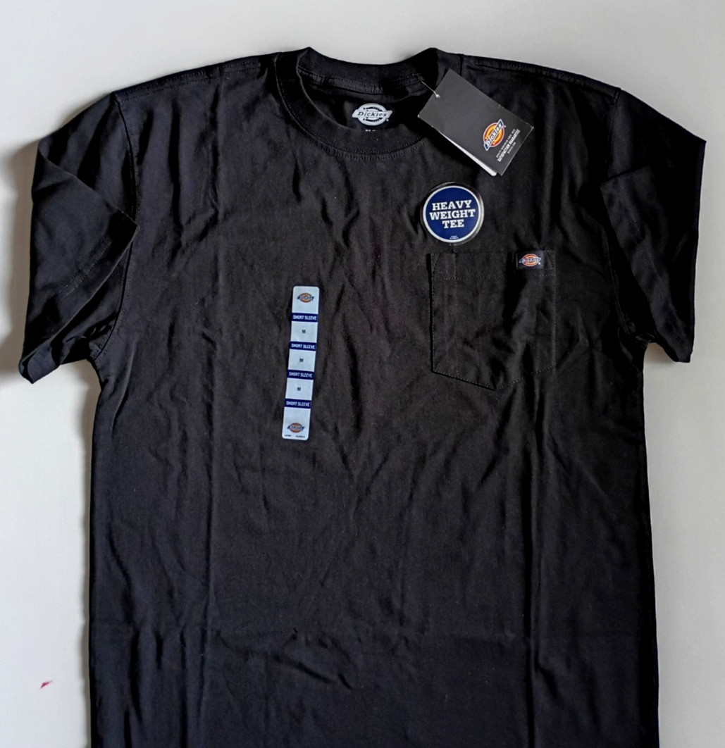 DICKIES HEAVY WEIGHT BLACK CREW NECK POCKET T SHIRT MEN&rsquo;S SIZE M NWT