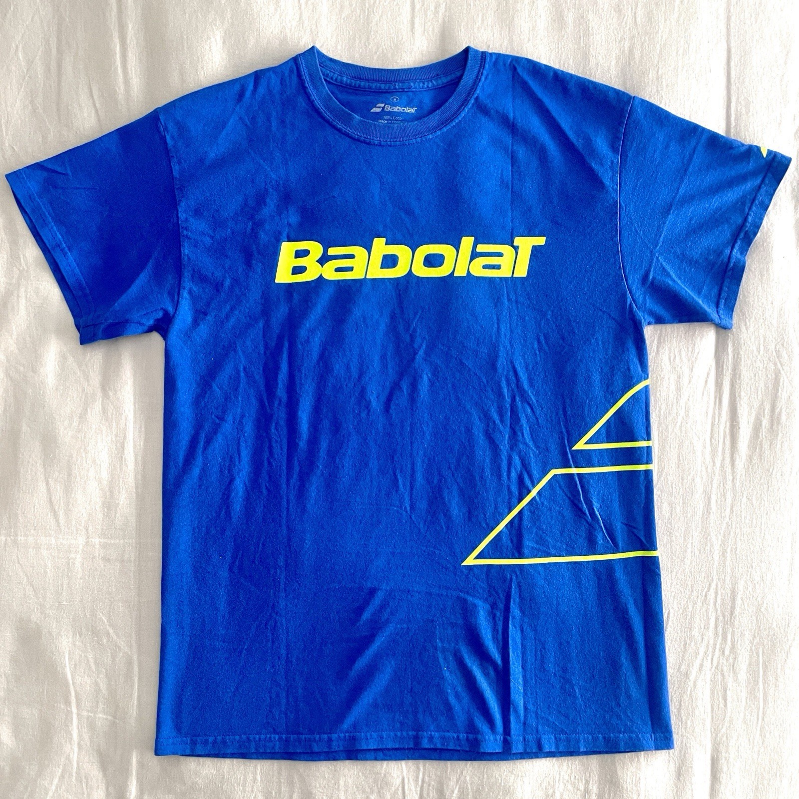 Babolat Tennis T-Shirt Mens Medium Blue Preloved 100% Cotton Crew Neck Tee